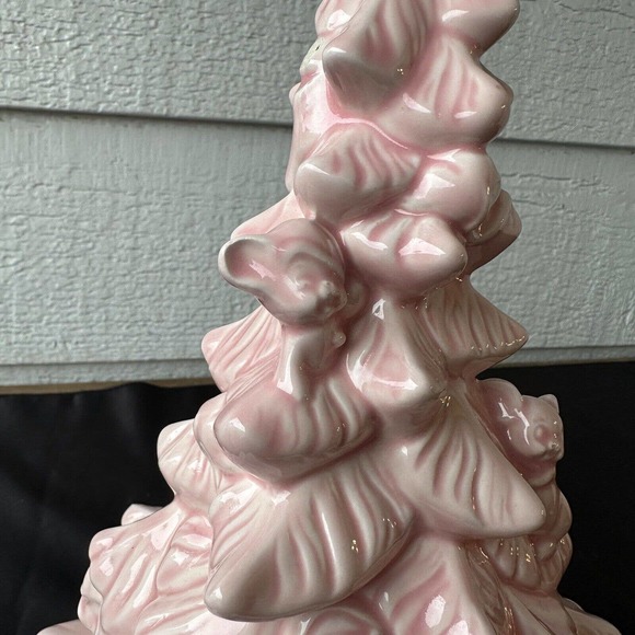 Vintage‎ Christmas Tree Mouse Pink Ceramic Mold 1987 Two Piece Presents - Picture 8 of 16